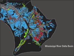 map of Mississippi River Delta