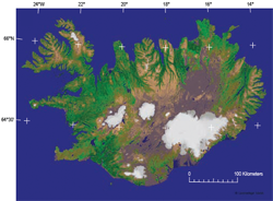 Landsat 5 Thematic Mapper image mosaic of Iceland 