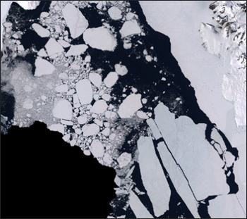 Part of Antarctica seen with the Landsat Image Mosaic of Antarctica.