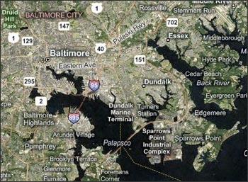 Microsoft's Virtual Earth - Baltimore, Maryland