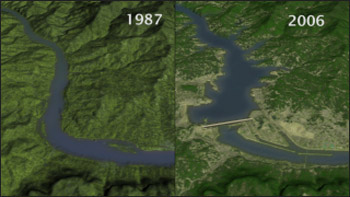 The Yangtze River in 1987 and 2006