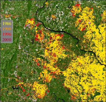 Landsat-derived record of increasing urbanization