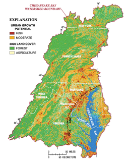 Potential urban growth in the Chesapeake watershed 