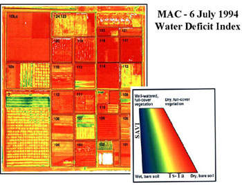 A water deficit index image of Maricopa Agricultural Center 