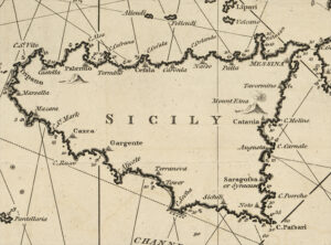 Sicily, from W. Heather & Co.’s A New Chart of the Mediterranean Sea, 1797