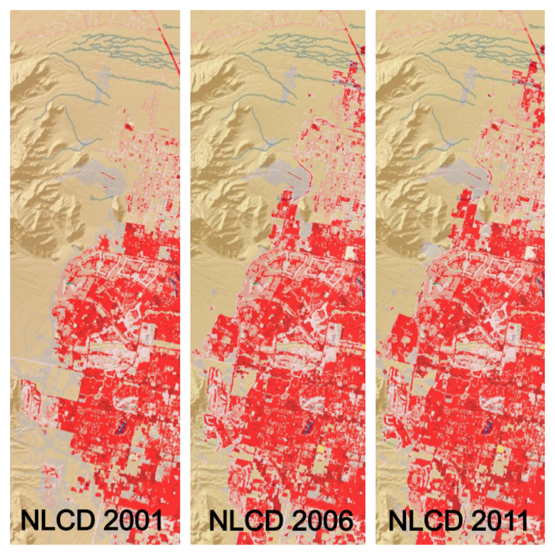 A Triptych of Urban Growth, NLCD 2001-2011