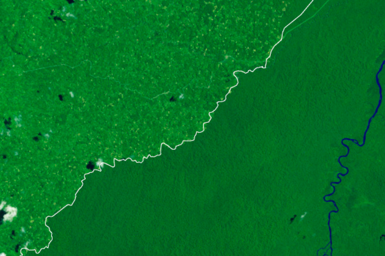 The Democratic Republic of Congo (DRC) contains half of Africa’s tropical forest and the second largest continuous tropical forest in the world. Landsat image processing by NASA’s Earth Observatory.