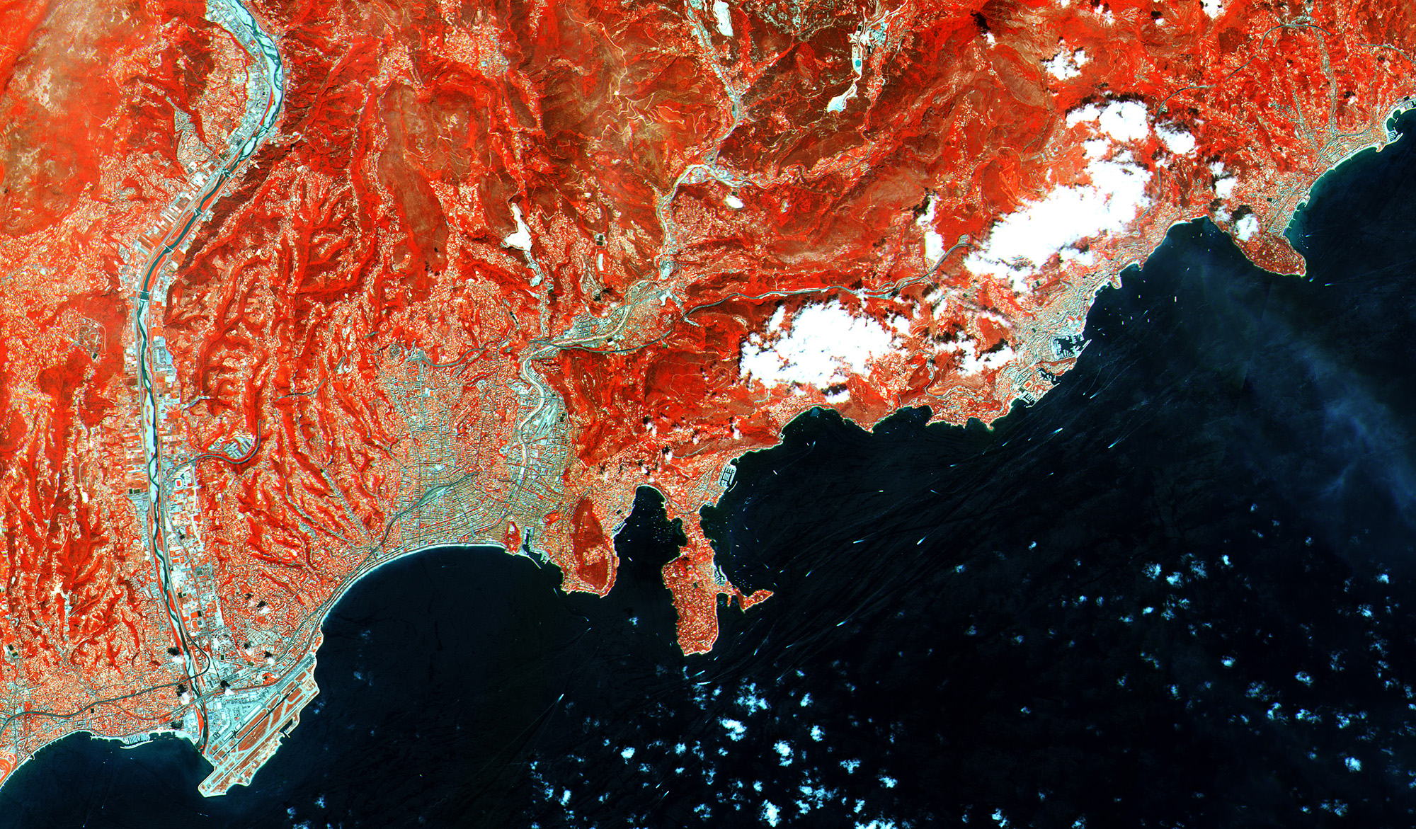 France’s southern coast in false color