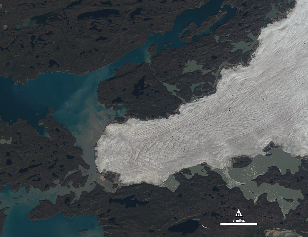 close-up of study area land-terminating glacier