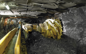 Longwall mining machinery in a Colorado coal mine