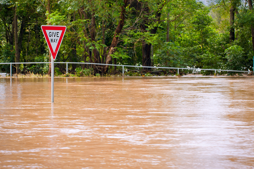 a flooded road in Queensland