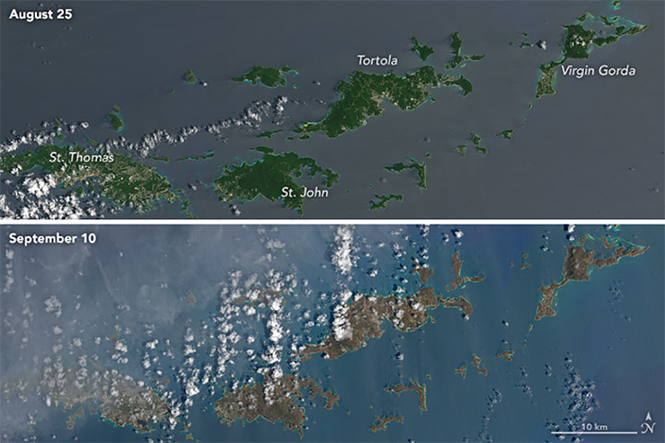 Caribbean Islands before and after Irma