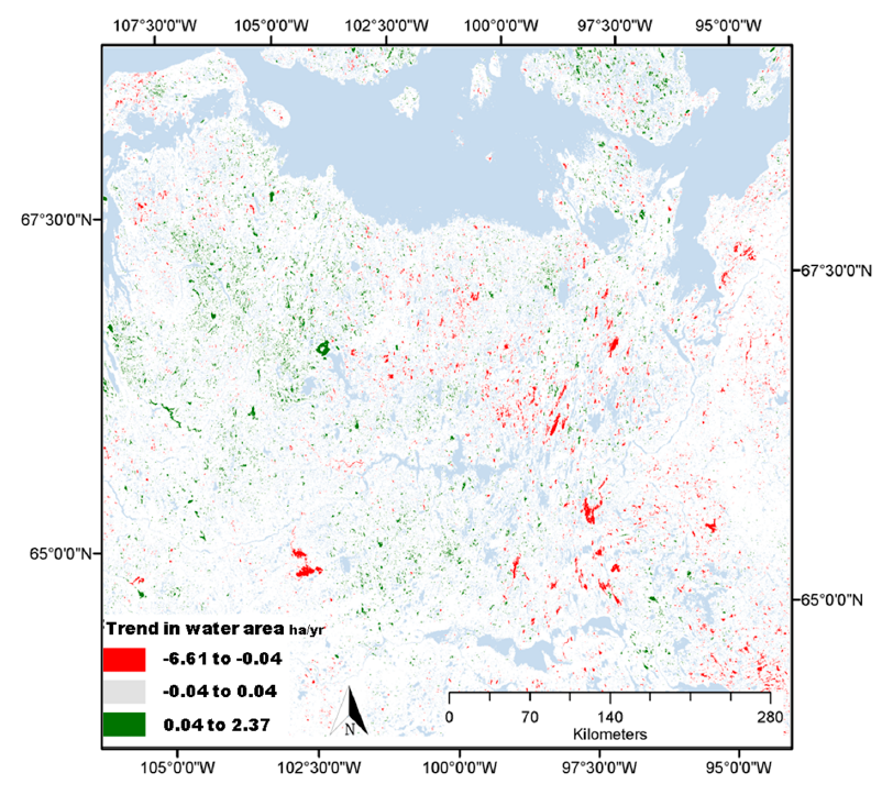 water bodies and size trends in Canada