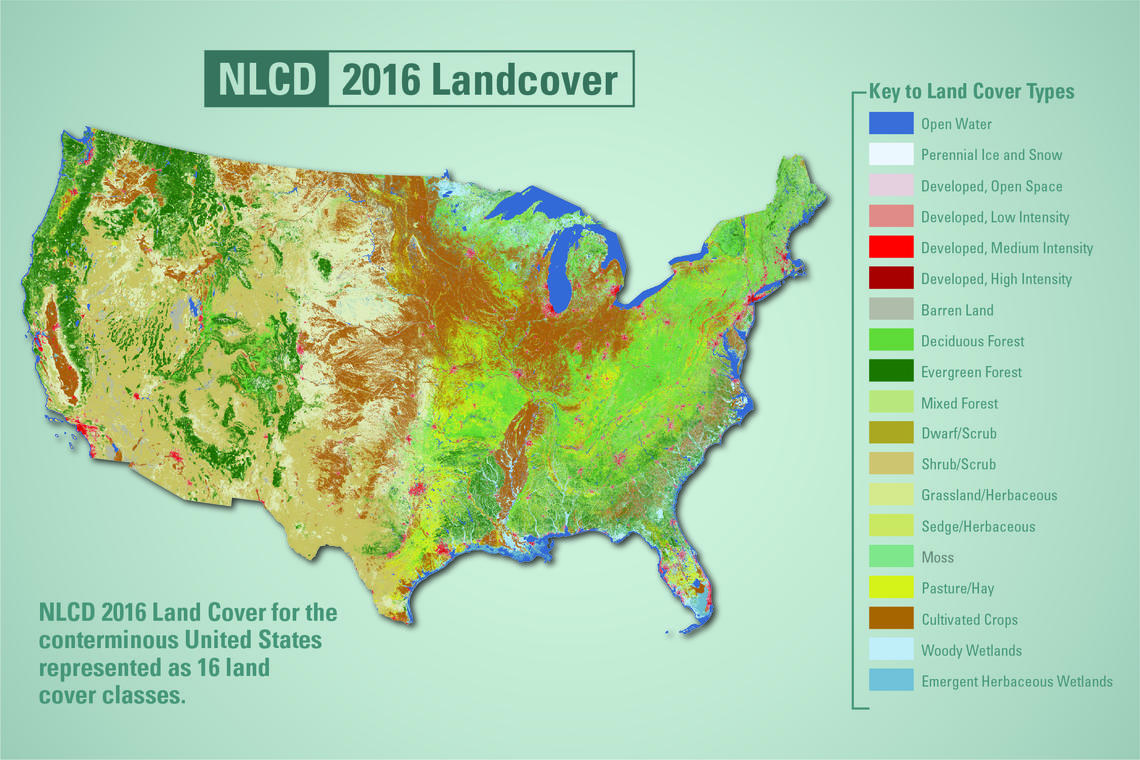 This map shows land cover in the conterminous U.S.