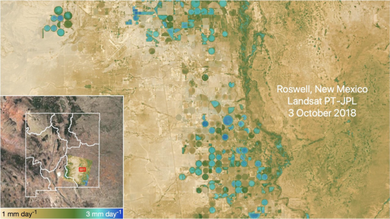 Landsat-derived map of water use by center pivot irrigation fields in Roswell, New Mexico