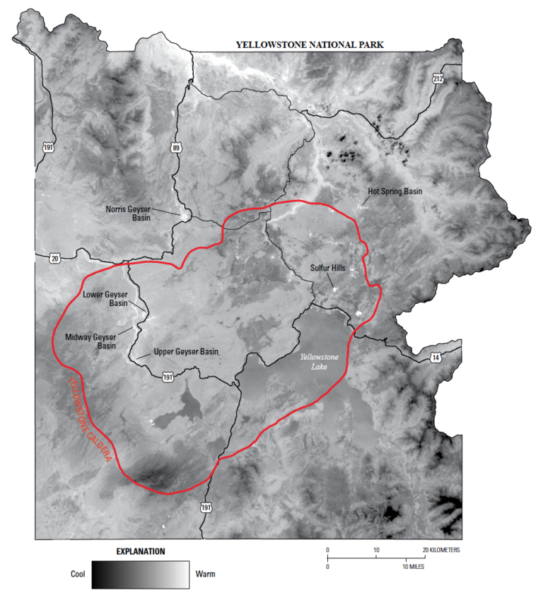 infrared temperature of Yellowstone