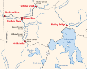 Some of the river chemistry monitoring sites within Yellowstone National Park