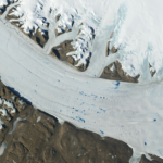 Meltwater lakes form on the surface of Greenland’s Petermann Glacier