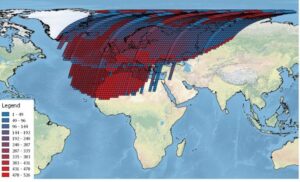 A map showing the the data collected over International Ground Stations