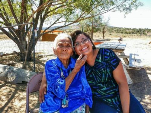 Nikki Tulley and her grandmother Marcella Tulley in Blue Gap, Arizona