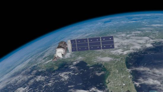 Illustration of the Landsat 9 spacecraft in orbit around Earth