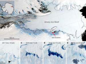 Lakes on Antarctica Ice Shelf
