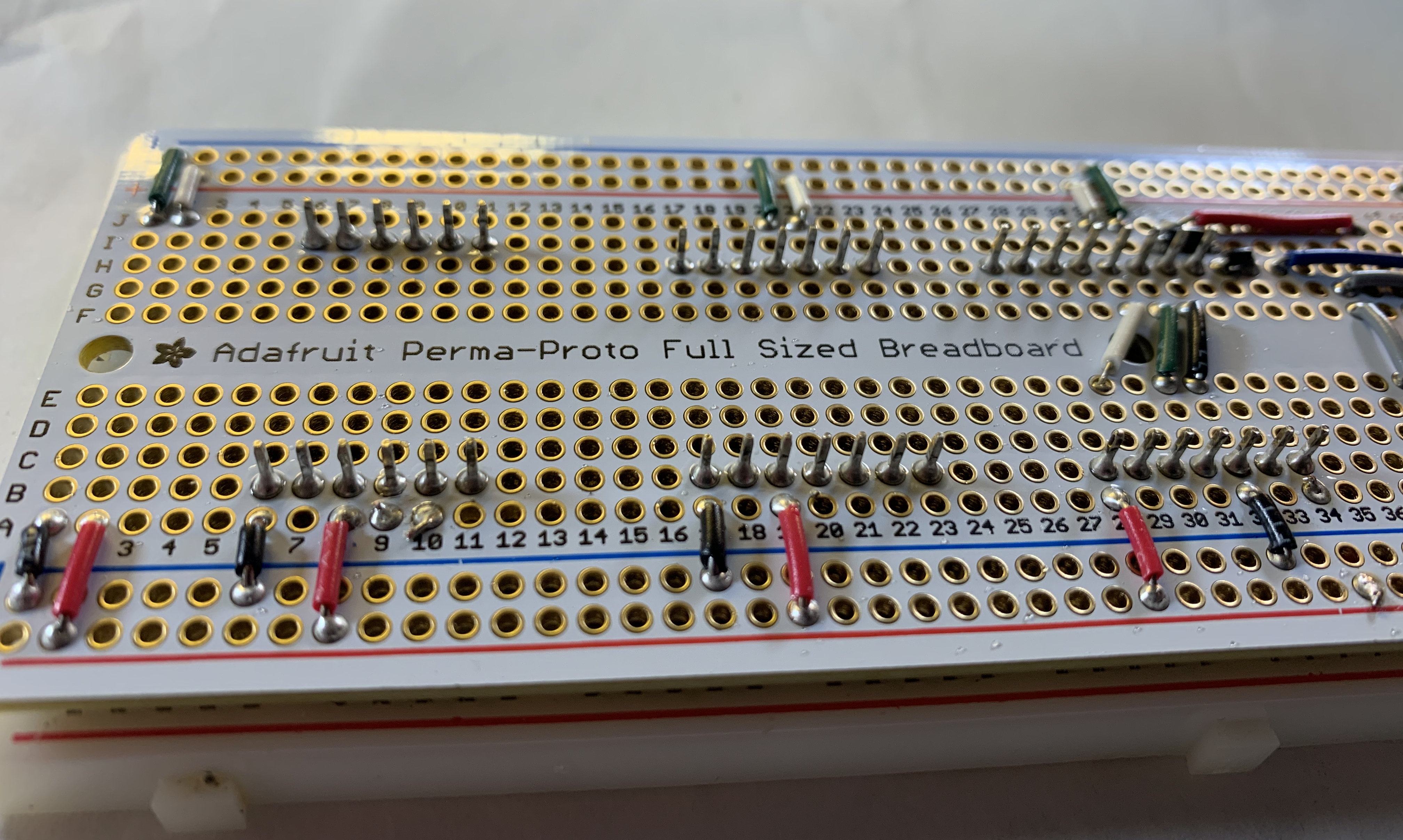 Build sensor pins soldered halfboard view