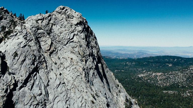 Forests sit below Tahquitz Peak in Southern California’s San Jacinto mountain range.