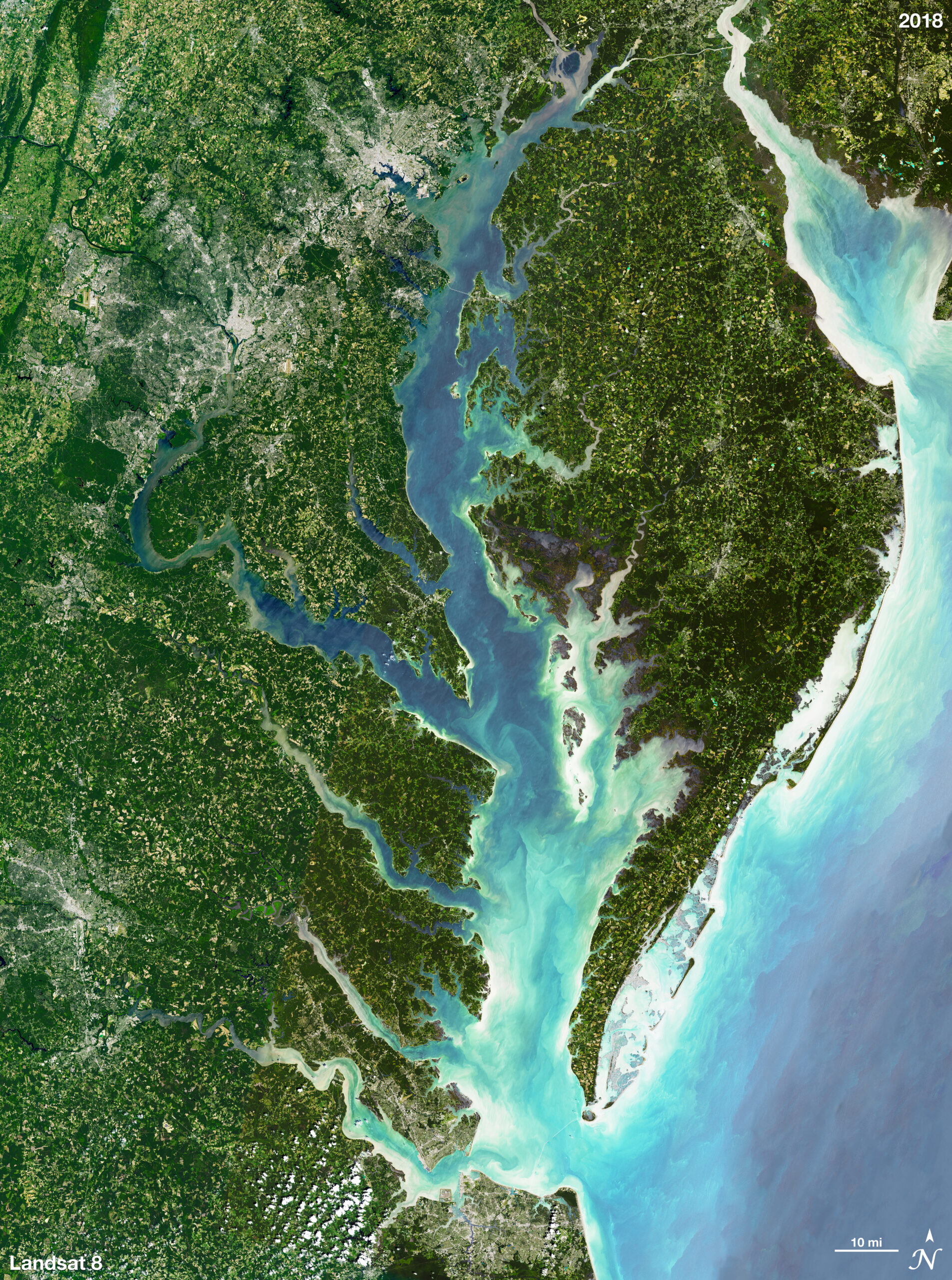 Chesapeake Bay From Space Landsat Science   Chesapeake Mat 8x10 75 300dpi Scaled 