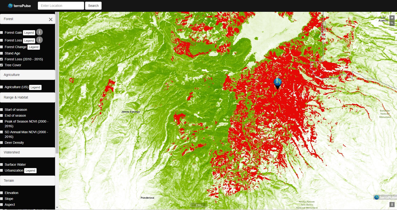 Map of northern New Mexico showing a large burn scar.