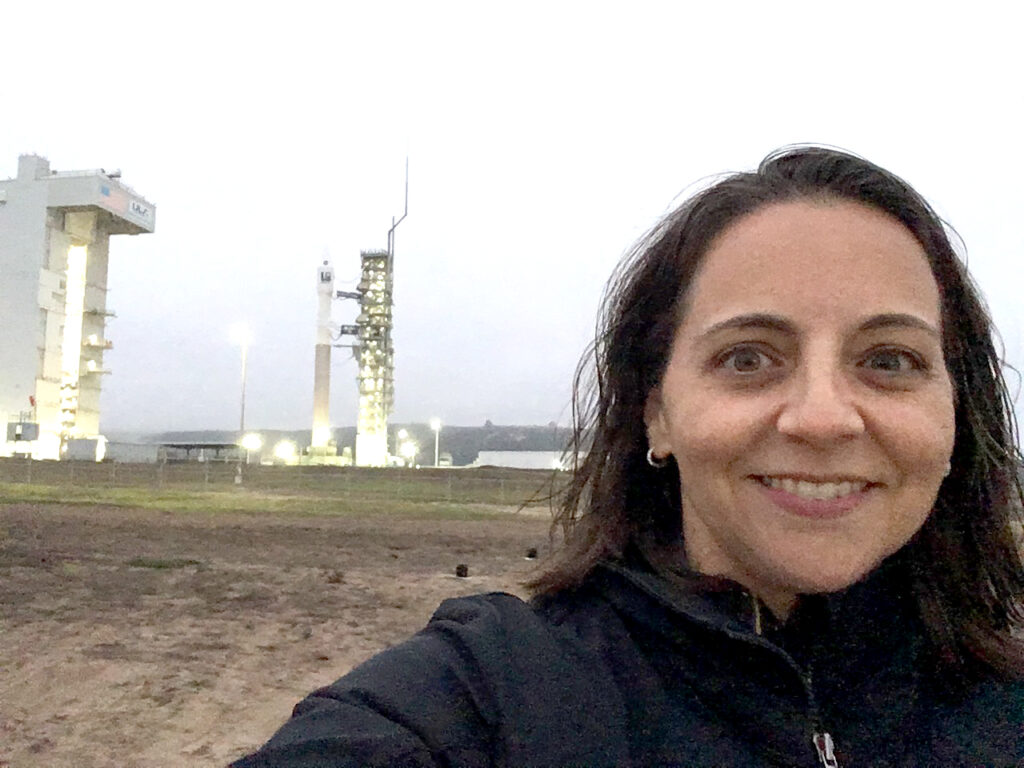 Julia Barsi at the Landsat 9 launch pad