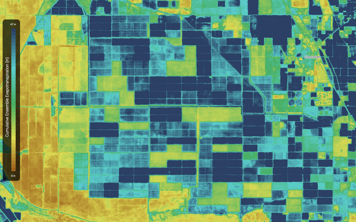 2022 ET estimate for fields around Corcoran, CA.