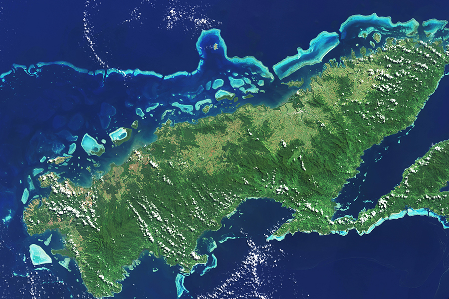 Landsat 8 image of coral reefs of the coast of Vanua Levu, Fiji