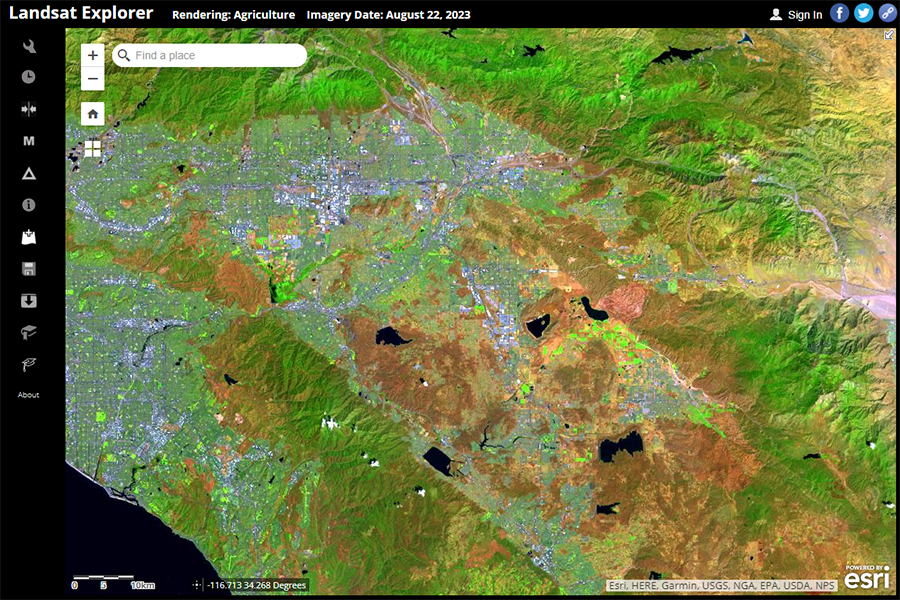 Thumbnail image of the Esri ArcGIS Online Landsat Explorer web application