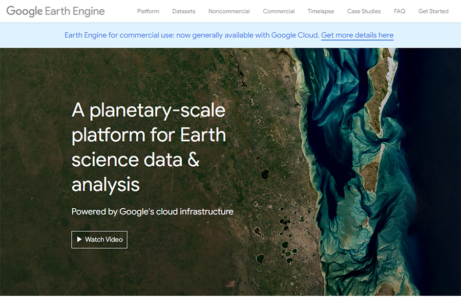 Thumbnail image of the Google Earth Engine website