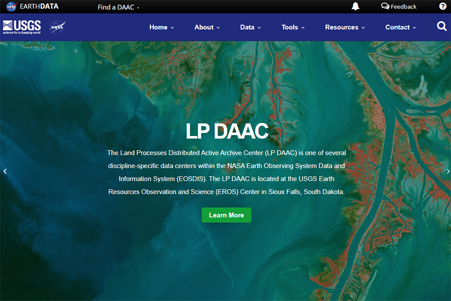 Thumbnail image of the LP DAAC webpage