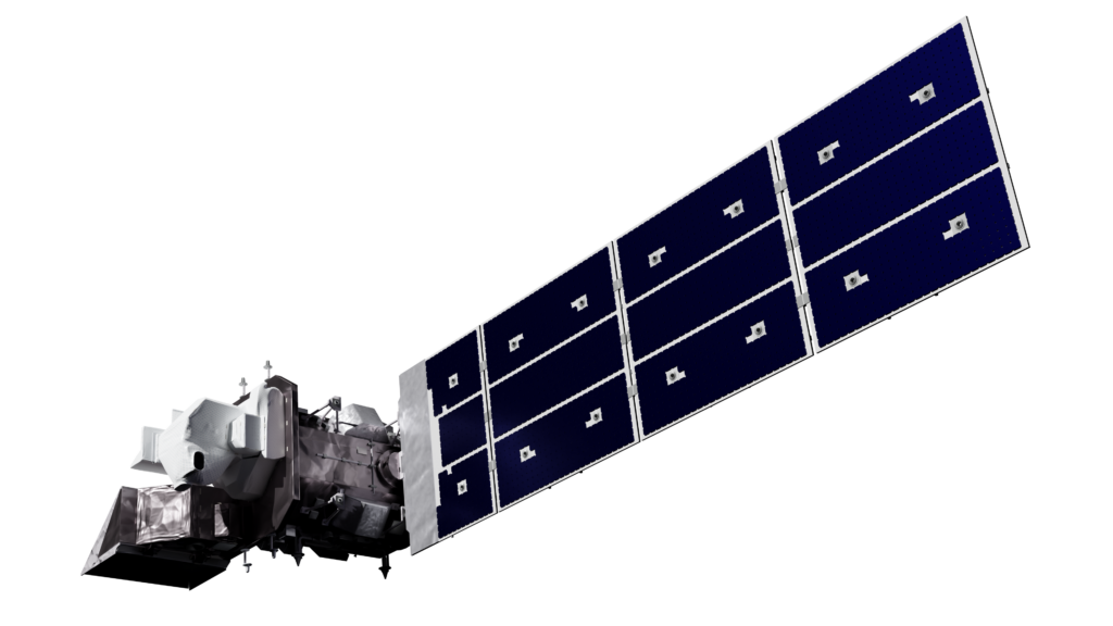 Landsat 9 with a view from the underneath the left side of the satellite