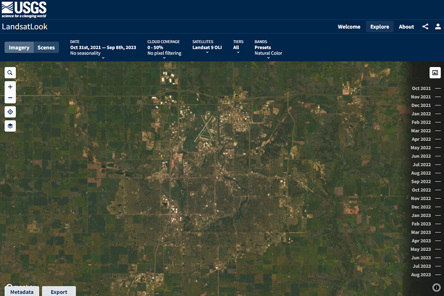 Thumbnail image of USGS LandsatLook web application