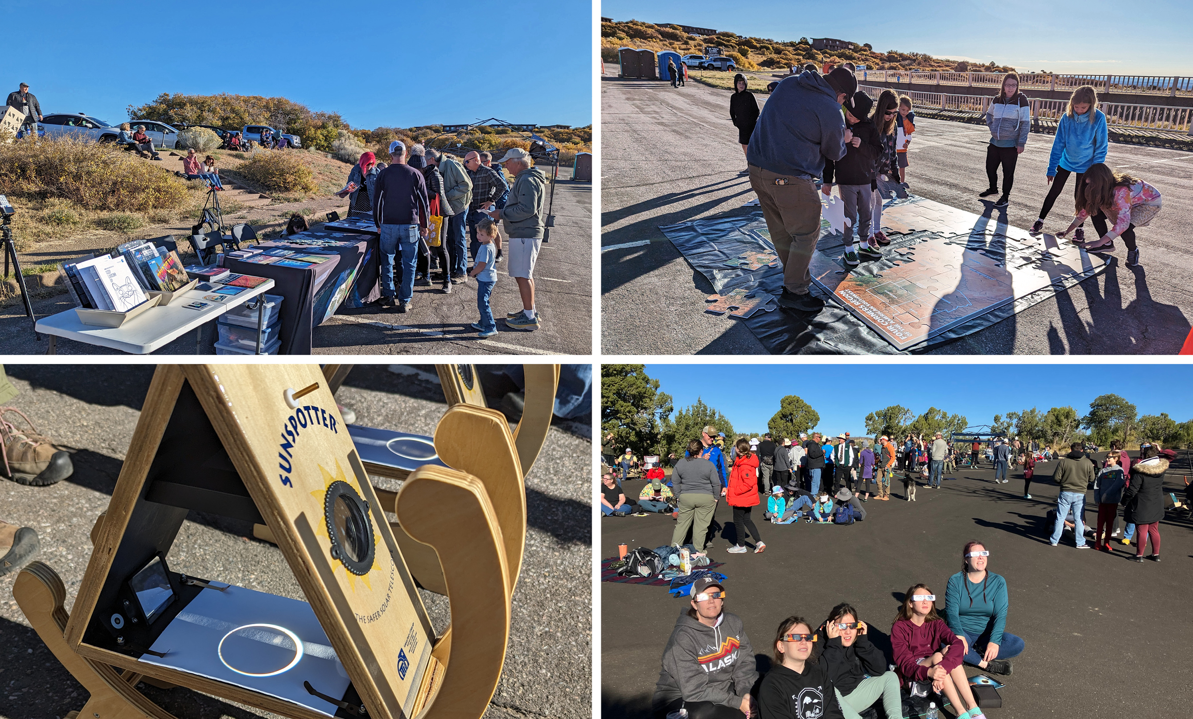 Photos of annular solar eclipse outreach activities at Mesa Verde National Park.