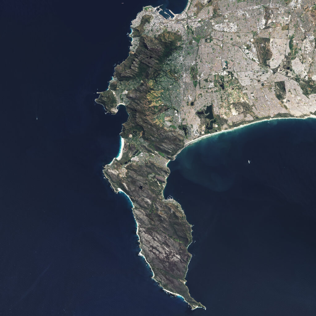 Landsat satellite image of Table Mountain National Park in South Africa.