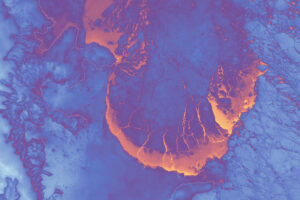 An infrared-color image of sea ice in Antarctic Peninsula
