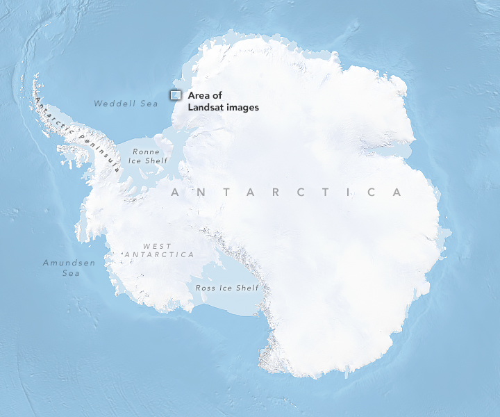A reference map of Antarctica showing the location of iceberg A-83.