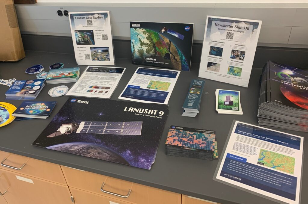 Table showcasing a variety of Landsat resources, including case studies, Harmonized Landsat and Sentinel-2 (HLS) data, and Landsat Next.