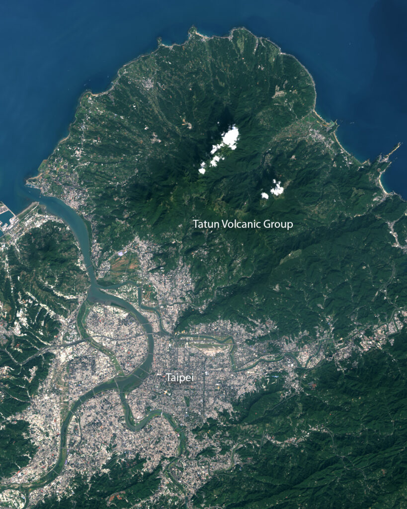 Natural color Landsat 8 image of Taipei, Taiwan and the neighboring Tatun Volcanic Group.