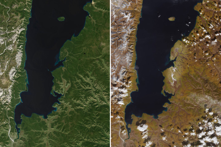 Autumn in Northern Mongolia Larch-filled forests turned from green to gold around Lake Hövsgöl in September 2024.