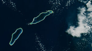 A Landsat 9 image of he atoll Takaroa in the South Pacific.