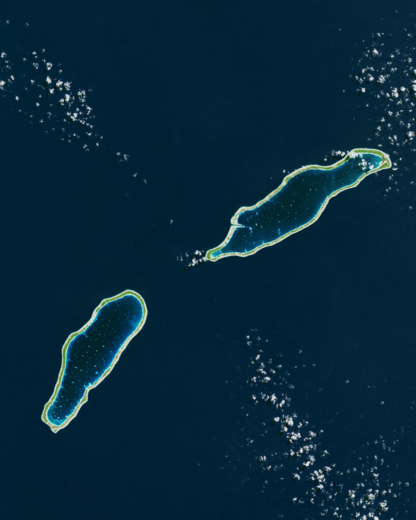 A Landsat 9 image of he atoll Takaroa in the South Pacific.