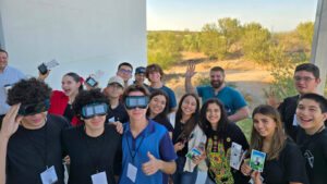 Students gather outside for the Space Apps Challenge in Hermosillo Mexico.