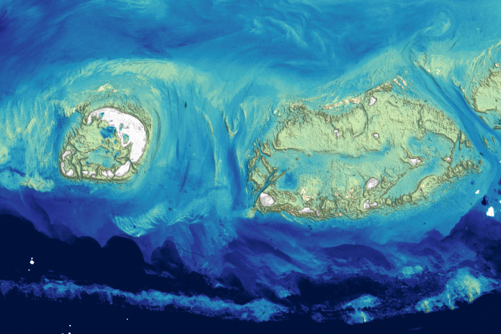 Landsat Plumbs the (Shallow) Depths Researchers have developed a new way to measure near-shore bathymetry using satellite observations alone.