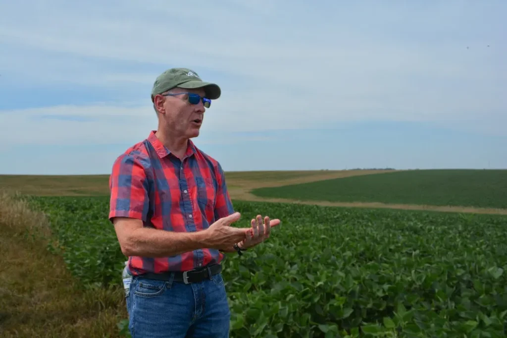 Brad Doorn speaks during NASA’s “Space for Ag” roadshow in Iowa, July 2023, highlighting NASA’s role in supporting sustainable farming practices. Credit: N. Pepper